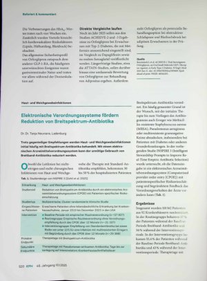 Vorschauseite 1: Elektronische Verordnungssysteme fördern Reduktion von Breitspektrum-Antibiotika
