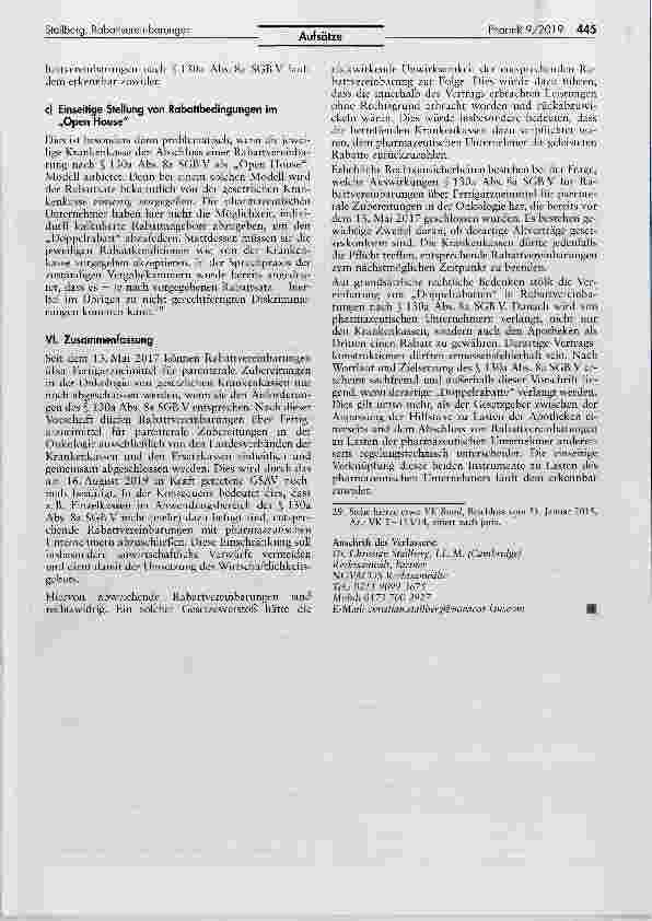 Vorschauseite 6: Rabattvereinbarungen für parenterale Zubereitungen nach AMVSG undGSAV Zulässigkeit und Grenzen