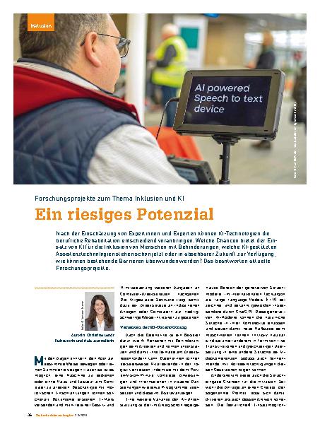 Vorschauseite 1: Forschungsprojekte zum Thema Inklusion und KI Ein riesiges Potenzial