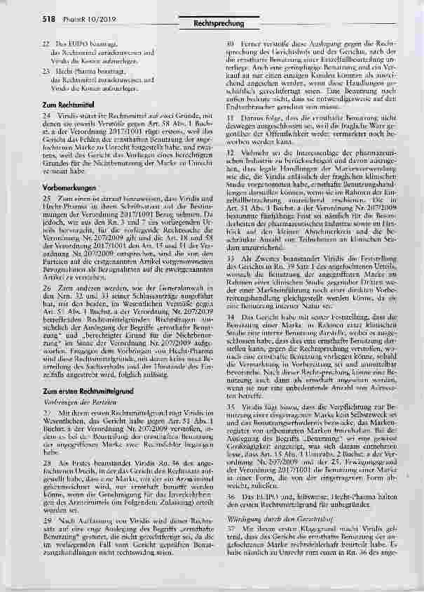 Vorschauseite 3: Benutzung einer Arzneimittelmarke während einer klinischer Studie (Wortmarke Boswelan)