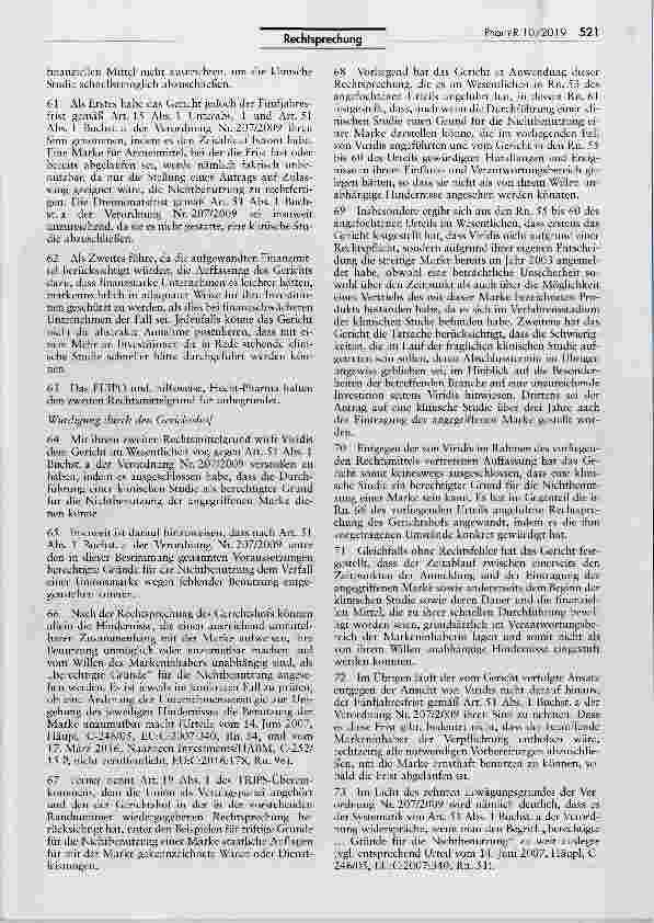 Vorschauseite 6: Benutzung einer Arzneimittelmarke während einer klinischer Studie (Wortmarke Boswelan)