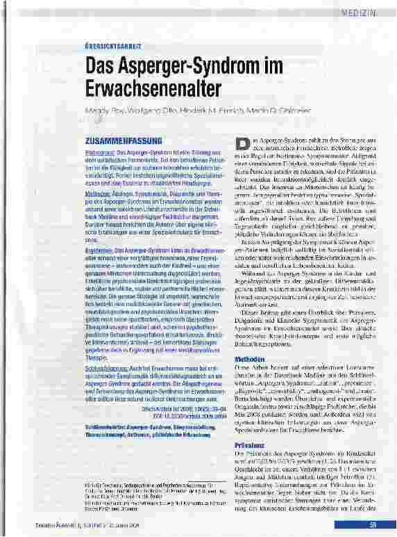 Vorschauseite 1: Das Asperger-Syndrom im Erwachsenenalter