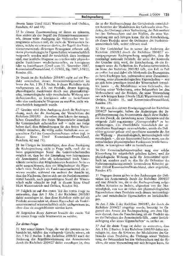 Vorschauseite 4: Zum Begriff des Arzneimittels nach der Funktion