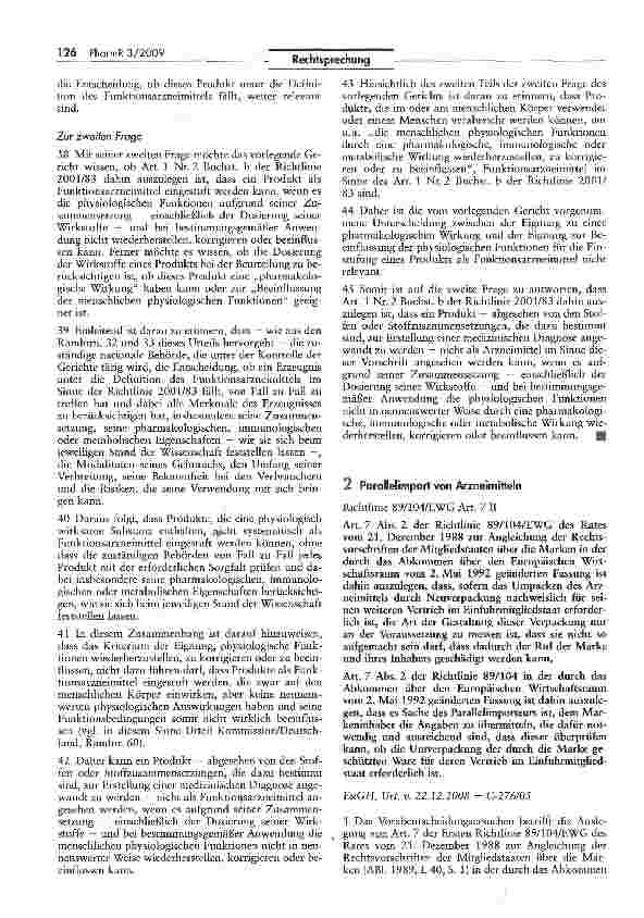 Vorschauseite 5: Zum Begriff des Arzneimittels nach der Funktion