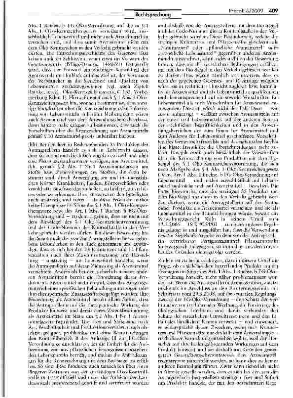 Vorschauseite 6: Als Arzneimittel zugelassene Tees dürfen Lebensmittel-Bio-Siegel auch dann nicht tragen, wenn sie ihrer Zusammensetzung nach Lebensmittel sind