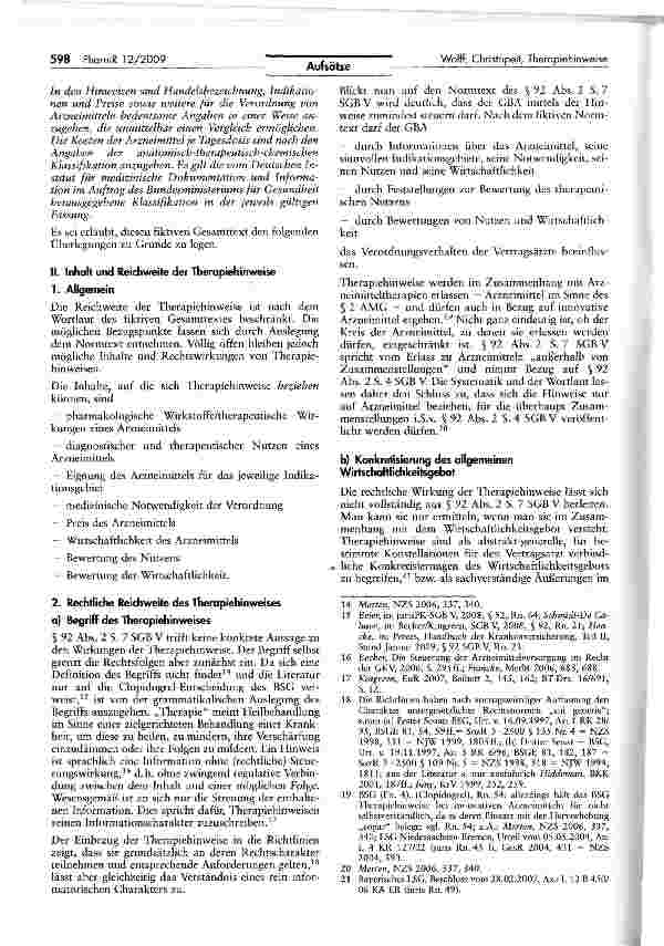 Vorschauseite 3: Die Voraussetzungen für den Erlass selbständiger Therapiehinweise in Arzneimittelrichtlinien gemäß § 92 Abs. 2 S. 7 SGB V1