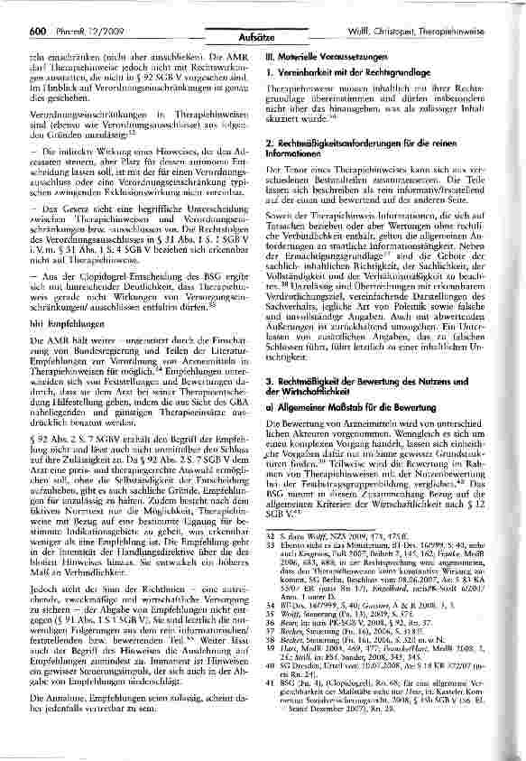 Vorschauseite 5: Die Voraussetzungen für den Erlass selbständiger Therapiehinweise in Arzneimittelrichtlinien gemäß § 92 Abs. 2 S. 7 SGB V1