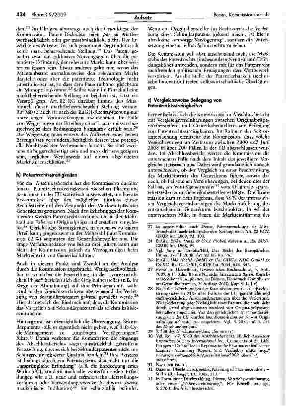 Vorschauseite 3: Zum Kommissionsbericht über die Untersuchung des Arzneimittelsektors — Kritische Notizen aus patentund kartellrechtlicher Sicht