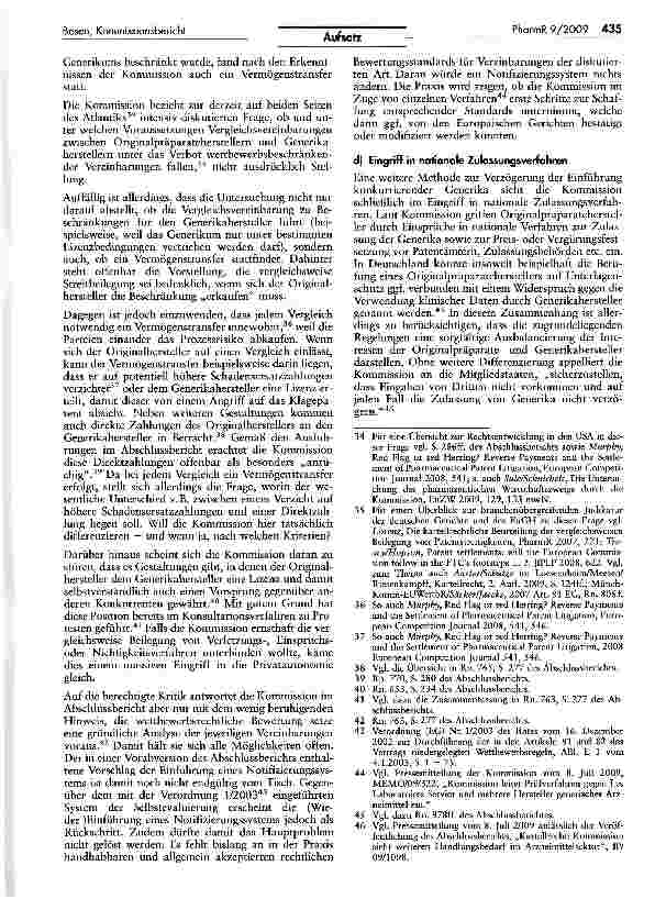 Vorschauseite 4: Zum Kommissionsbericht über die Untersuchung des Arzneimittelsektors — Kritische Notizen aus patentund kartellrechtlicher Sicht