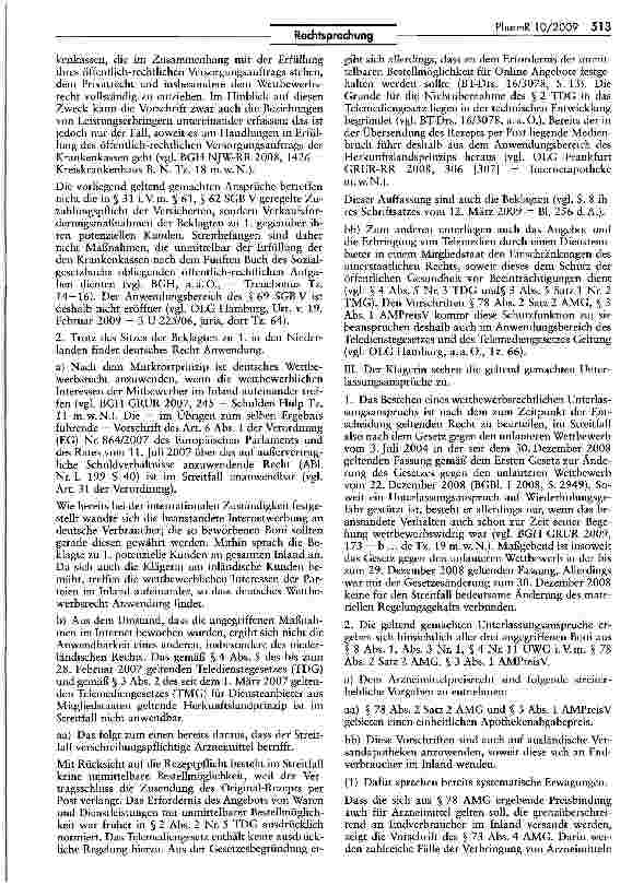 Vorschauseite 3: Zur Arzneimittelpreisbindung für ausländische Versandapotheken