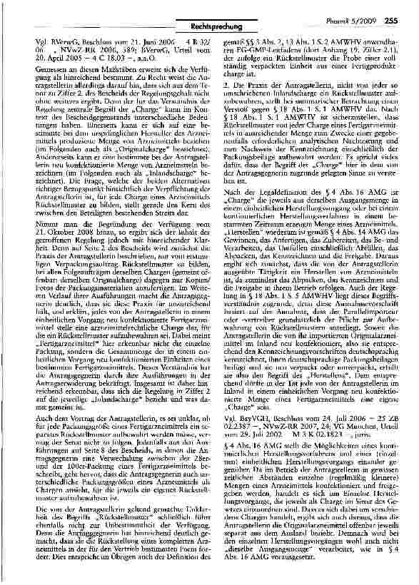 Vorschauseite 2: Pflicht zur Aufbewahrung eines Rückstellmusters beim Parallelimport von Arzneimitteln