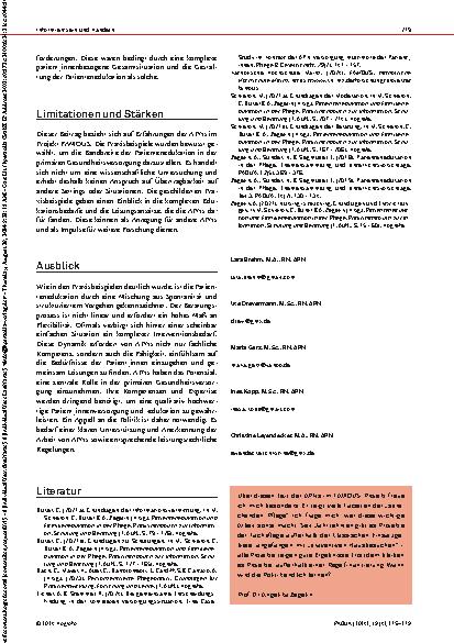 Vorschauseite 5: Patientenedukation in der Primärversorgung: Erfahrungen von Advanced Practice Nurses im Forschungsprojekt FAMOUS