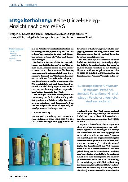 Vorschauseite 1: Entgelterhöhung: Keine (Einzel-)Beleg- Einsicht nach dem WBVG