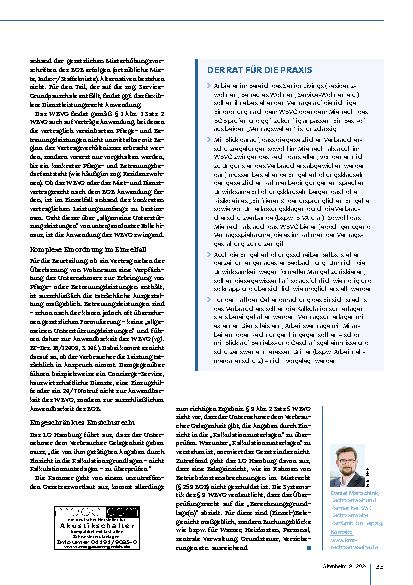 Vorschauseite 2: Entgelterhöhung: Keine (Einzel-)Beleg- Einsicht nach dem WBVG