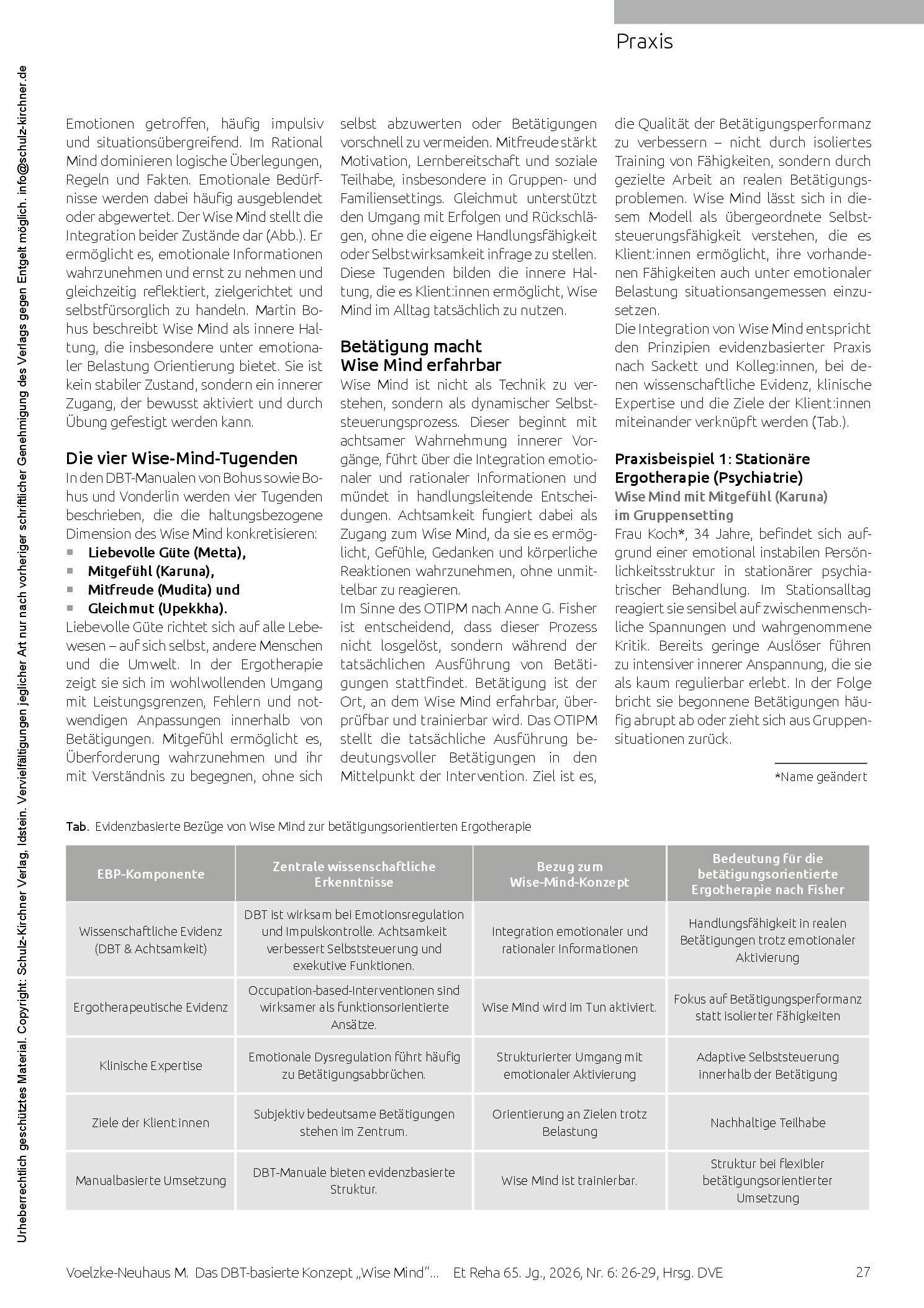 Vorschauseite 2: Das DBT-basierte Konzept „Wise Mind“ praxisnah, evidenz- und betätigungsorientiert umgesetzt