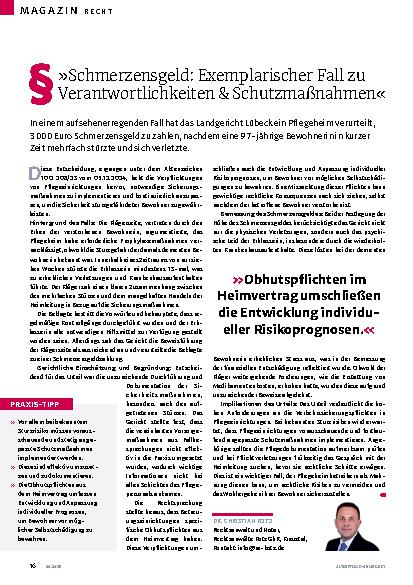 Vorschauseite 1: »Schmerzensgeld: Exemplarischer Fall zu Verantwortlichkeiten & Schutzmaßnahmen«