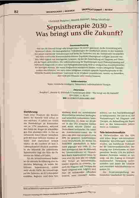 Vorschauseite 1: Sepsistherapie 2030 - Was bringt uns die Zukunft?