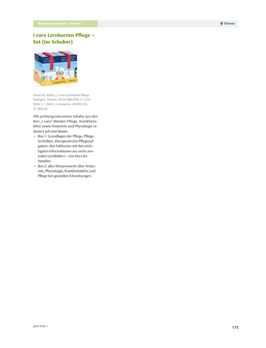 Vorschauseite 1: I care Lernkarten Pflege – Set (im Schuber)