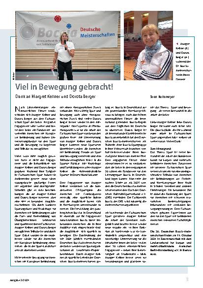 Vorschauseite 1: Viel in Bewegung gebracht! Dank an Margret Kellner und Dorota Berger.