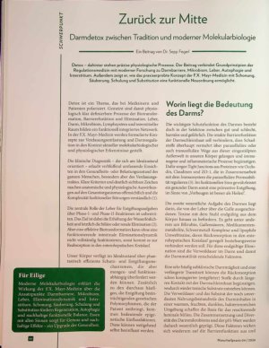 Vorschauseite 1: Zurück zur Mitte Darmdetox zwischen Tradition und moderner Molekularbiologie
