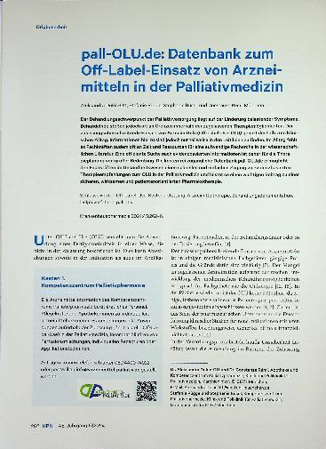 Vorschauseite 1: pallOLU.de: Datenbank zum Off-Label-Einsatz von Arzneimitteln in der Palliativmedizin