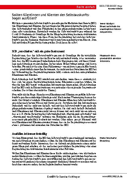 Vorschauseite 2: Beraterbrief Pflege Heft 22-2024