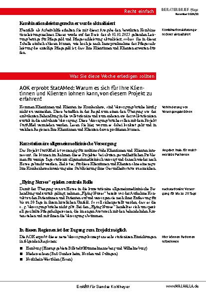 Vorschauseite 4: Beraterbrief Pflege Heft 22-2024