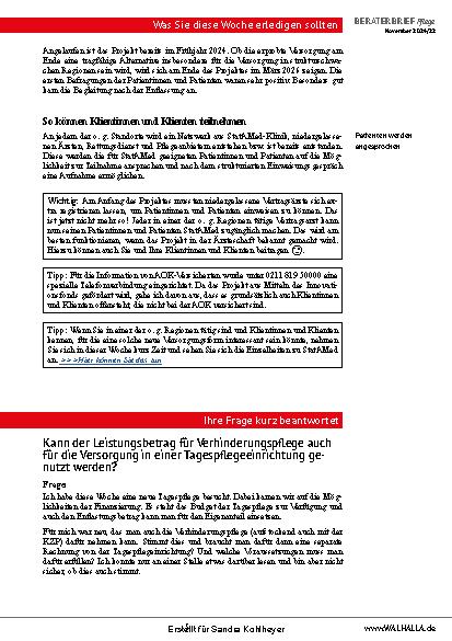 Vorschauseite 5: Beraterbrief Pflege Heft 22-2024
