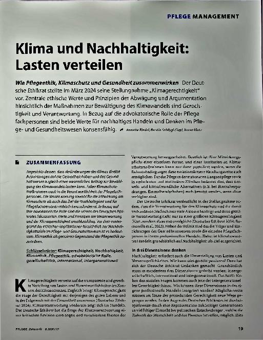 Vorschauseite 1: Klima und Nachhaltigkeit: Lasten verteilen