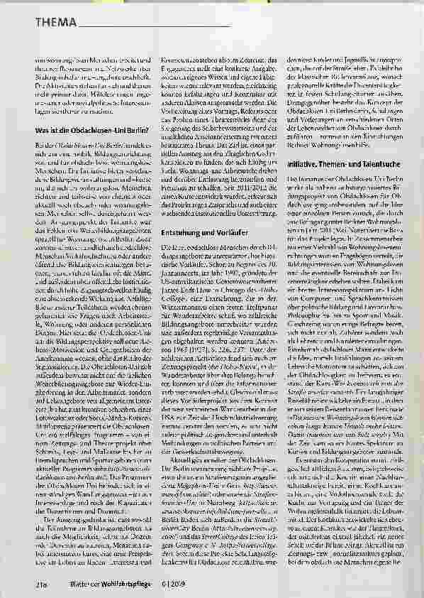 Vorschauseite 2: »Dann träumen wir uns halt weg! « Partizipation und Selbstorganisation durch die Obdachlosen-Uni Berlin