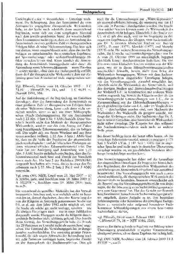 Vorschauseite 3: Zur Versagung einer Nachzulassung bei unzureichender Begründung der therapeutischen Wirksamkeit