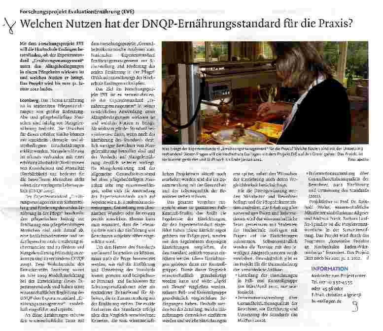 Vorschauseite 1: Welchen Nutzen hat der DNQP-Ernährungsstandart für die Praxis?