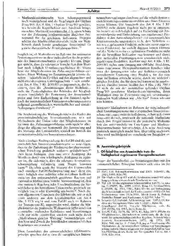 Vorschauseite 4: Innovationsschutz und Erstattungsrecht - Off-Label Use, Aut-idem und verordnungssteuernde Maßnahmen im Lichteeuropäischer Vorgaben