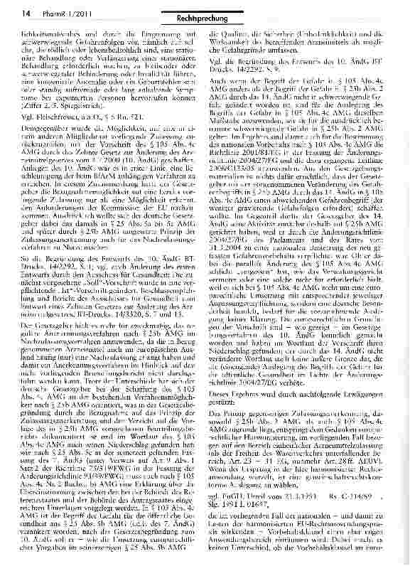 Vorschauseite 6: Berufung auf eine bestehende ausländische Arzneimittelzulassung führt nicht zur Eröffnung eines neuen oder zusätzlichen VerfahrensAMG S§ 105 rVc, 105 IVf, 25b II, 4 XXVII;RL 2001/…
