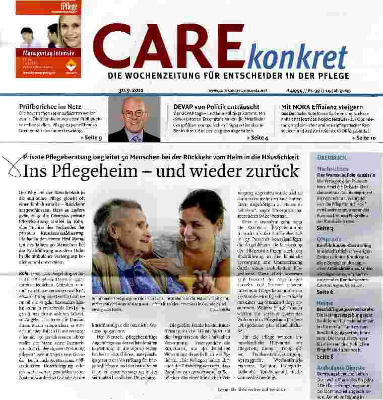 Vorschauseite 1: Ins Pflegeheim - und wieder zurück