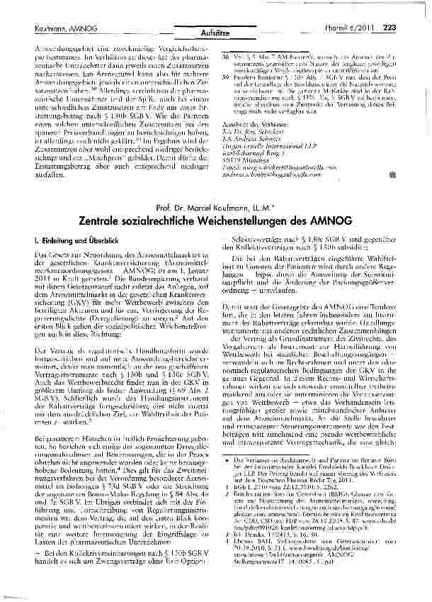 Vorschauseite 1: Zentrale sozialrechtliche Weichenstellungen des AMNOG