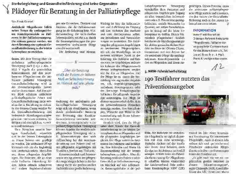 Vorschauseite 1: Plädoyer für Beratung in der Palliativpflege