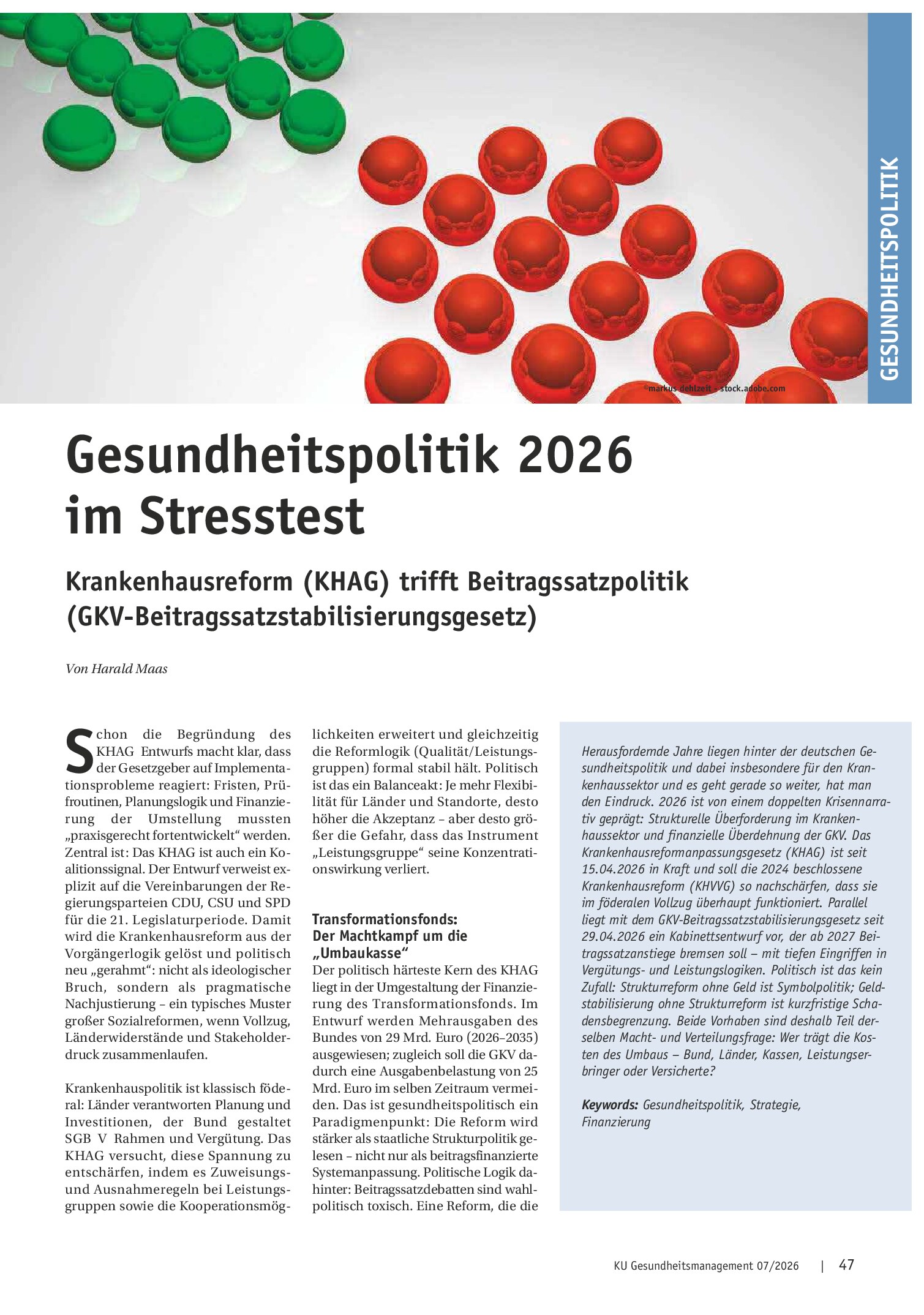 Vorschauseite 1: Gesundheitspolitik 2026 im Stresstest