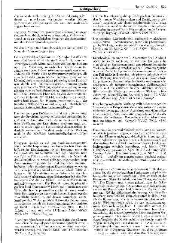 Vorschauseite 3: E-Zigarette ist Arzneimittel AMG §2 1, MPG § 2 III