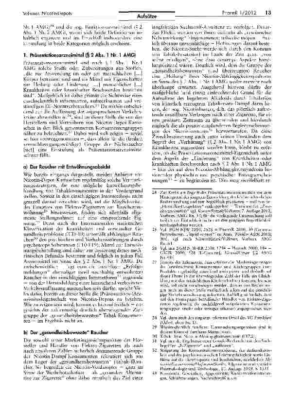 Vorschauseite 3: Nicotin-Depots für elektrische Zigaretten - Arzneimittel wider Willen