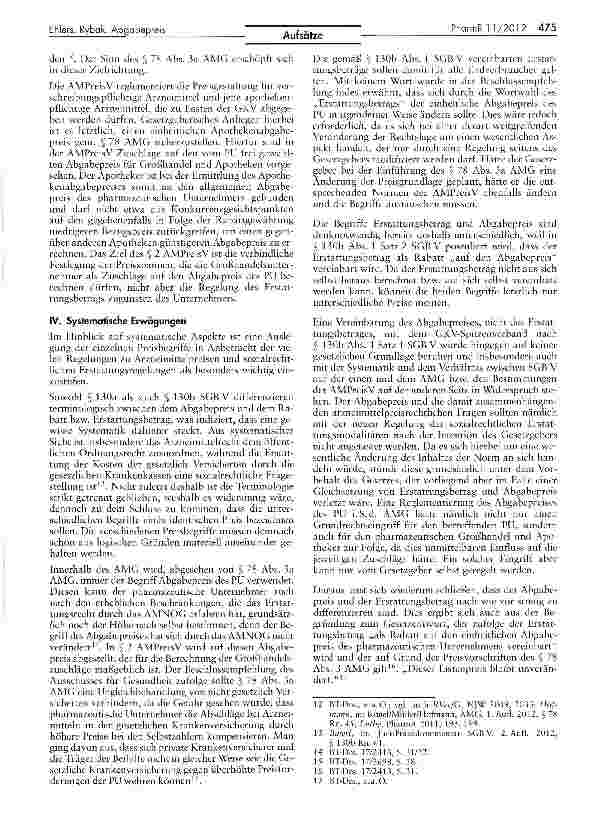 Vorschauseite 3: Die Auswirkungen des AMNOG auf den Abgabepreis: Zum Verhältnis zwischen dem Erstattungsbetrag nach § 130b Abs. 1 Satz 1 und 2 SGB V und dem Abgabepreis des pharmazeutischen Untern…
