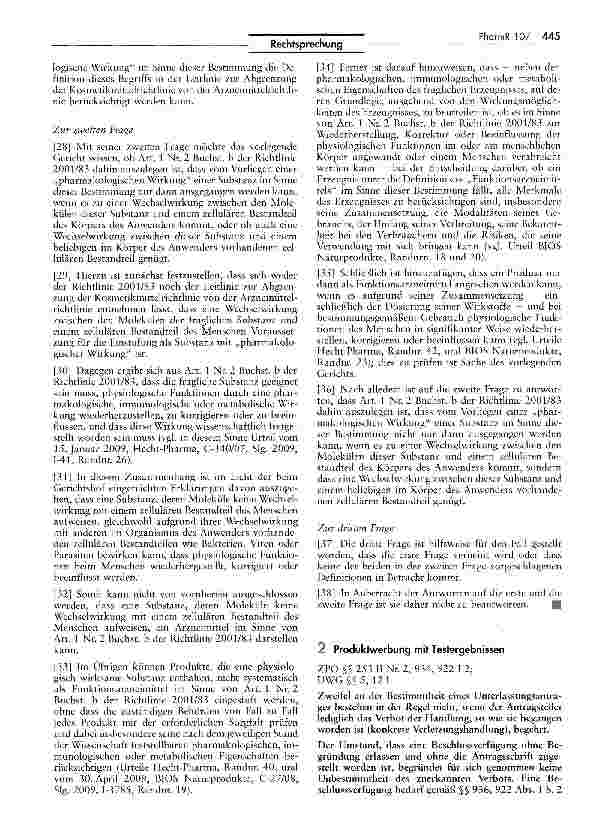 Vorschauseite 1: Produktwerbung mit Testergebnissen ZPO §S 253 II Nr. 2, 936, 922 I 2; UWG§§5, 12