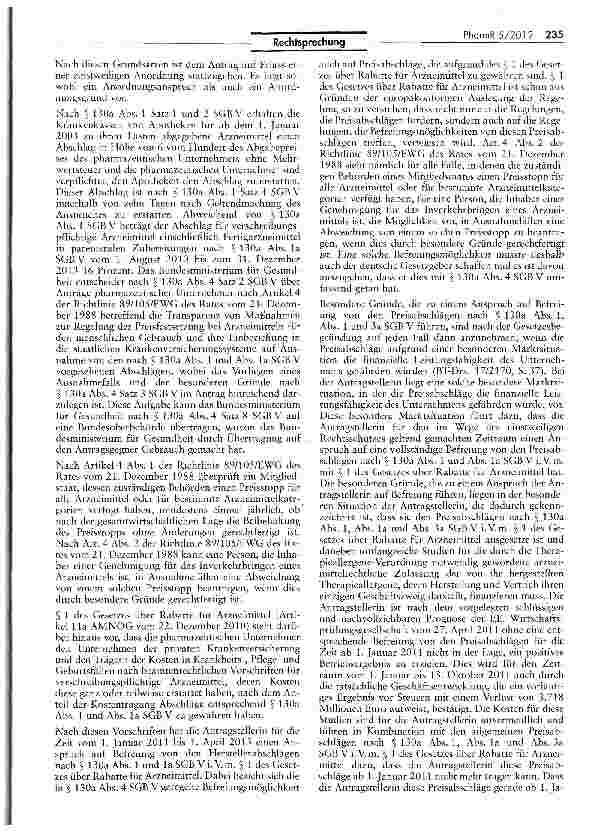 Vorschauseite 4: Befreiung eines Pharma-Unternehmens von Preisabschlagspflichten