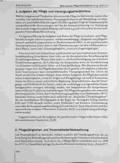 Vorschauseite 2: Die Tätigkeiten der Pflege in der Kölner Erwachsenenpsychiatrie und Psychosomatik - ein Update