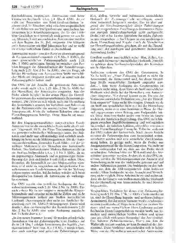 Vorschauseite 3: Zulassungspflicht von Autovaccinen AMG §§ 21 IV, II la, 4 IV