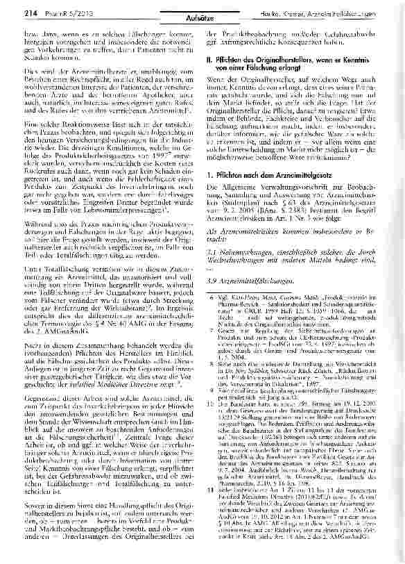 Vorschauseite 2: Arzneimittelfälschungen: Reaktionspflichten und Haftung des Originalherstellers