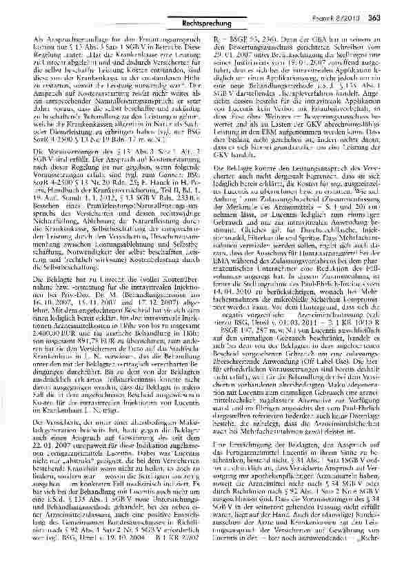 Vorschauseite 4: Keine Begrenzung des Leistungsanspruchs auf Behandlung mit ausgeeinzeltem Lucentis