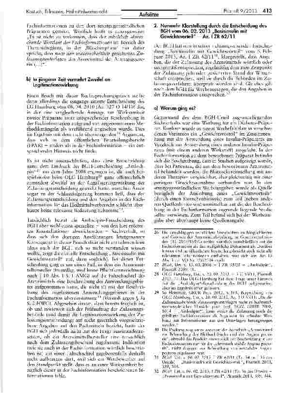 Vorschauseite 6: Bedeutung der Feststellungen im Zulassungsverfahren und in der Fachinformation für das Heilmittelwerberecht