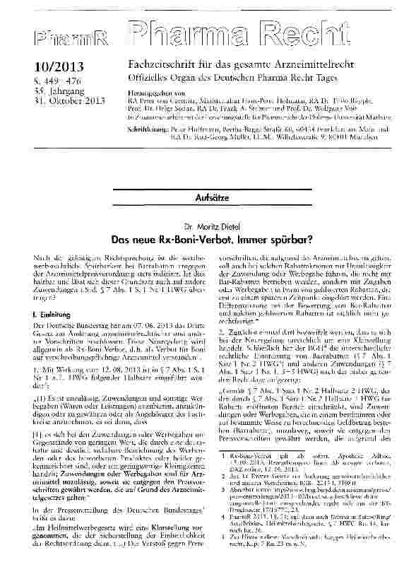 Vorschauseite 1: Das neue Rx-Boni-Verbot. Immer spürbar?