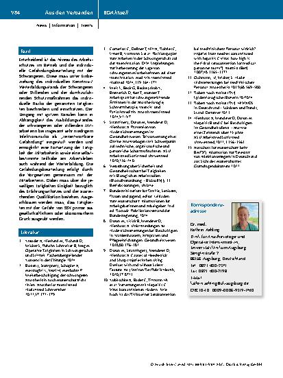 Vorschauseite 4: Mutterschutz: Ein Umgang mit spitzen Kanülen in der Anästhesiologie und Intensivmedizin ist auch in Schwangerschaft und Stillzeit möglich